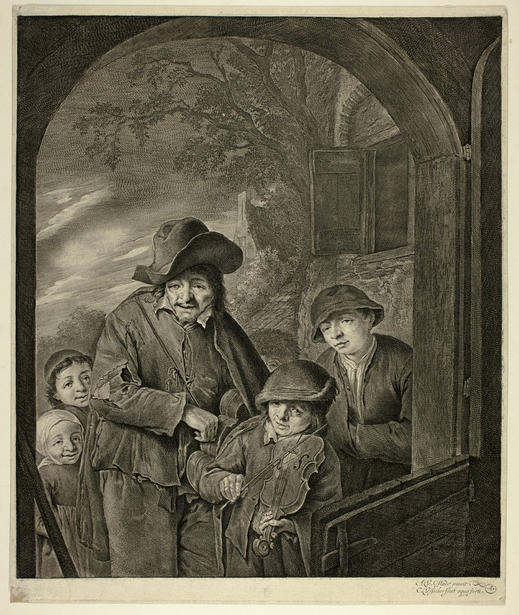 Le joueur de vielle à roue - Cornelis Visscher
