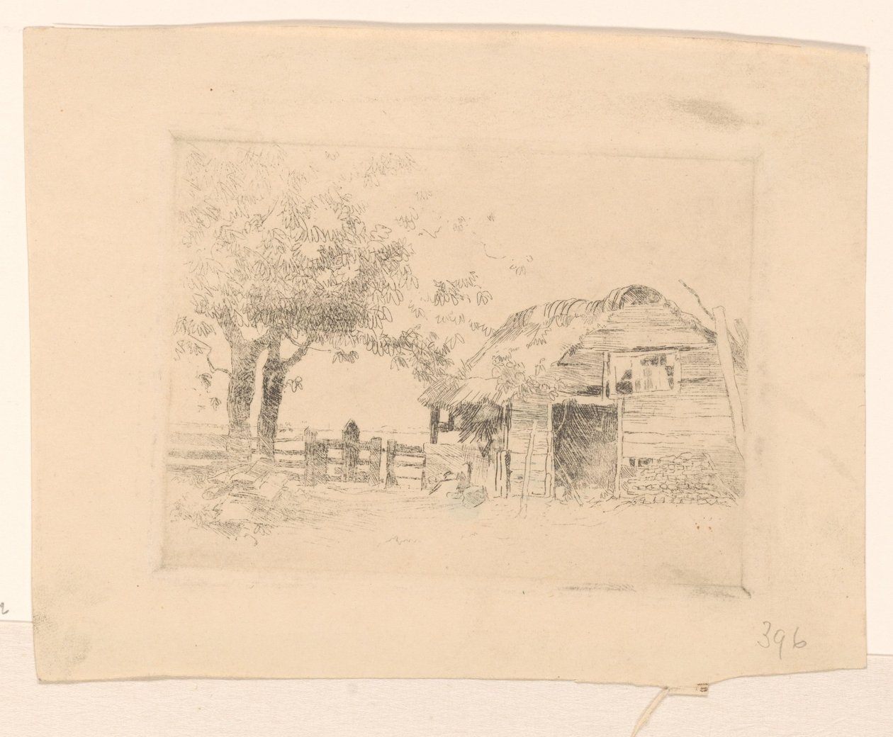 Vieux hangar au toit de chaume - Cornelis Vreedenburgh