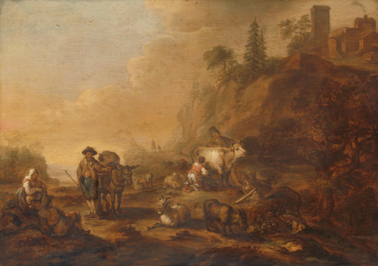 Paysage avec les bergers et leurs troupeaux - Cornelis de Bie