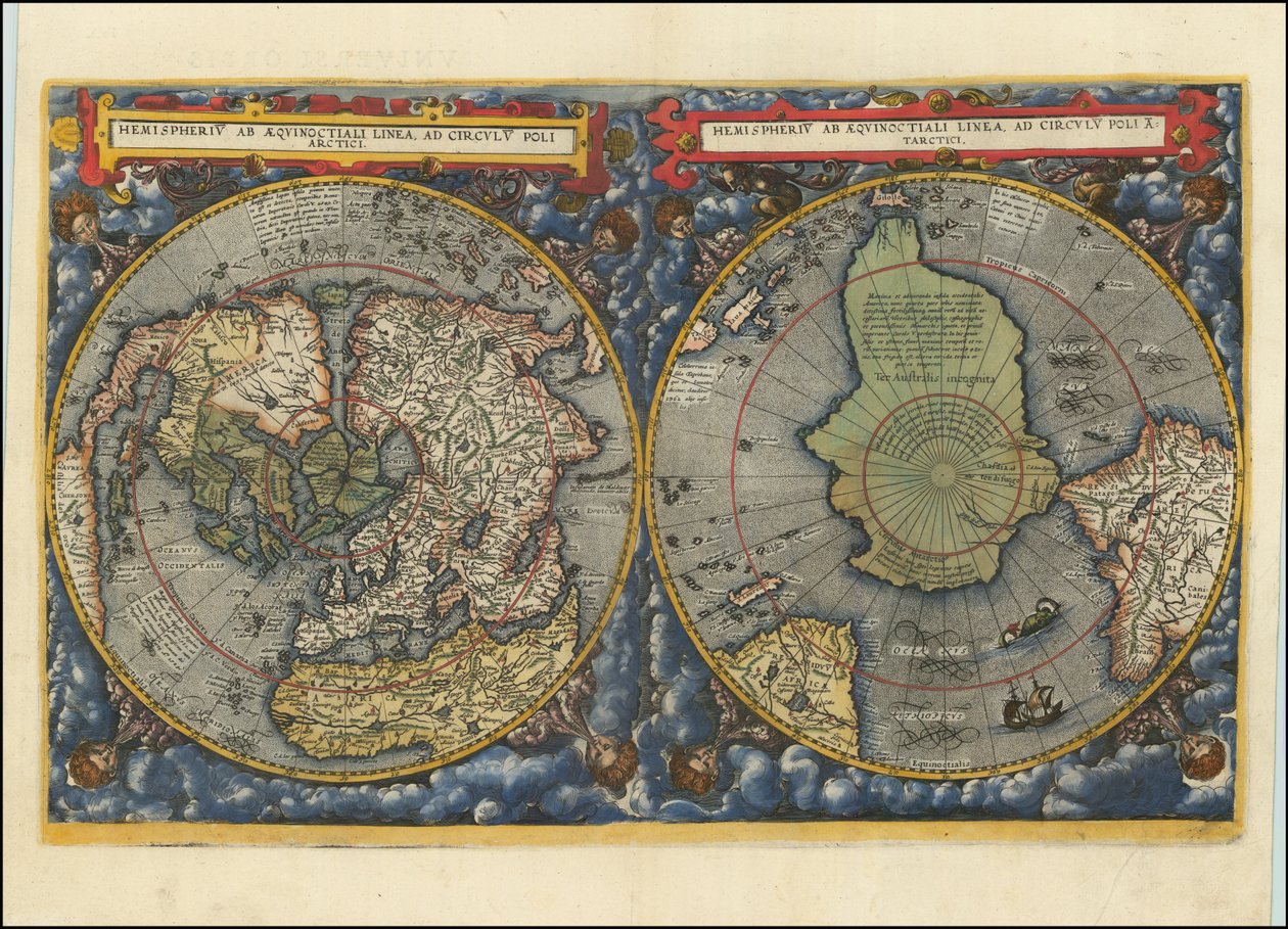Hemispheriu ab Aequinoctiali Linea, ad Circulu Poli Arctici, 1593 - Cornelis de Jode