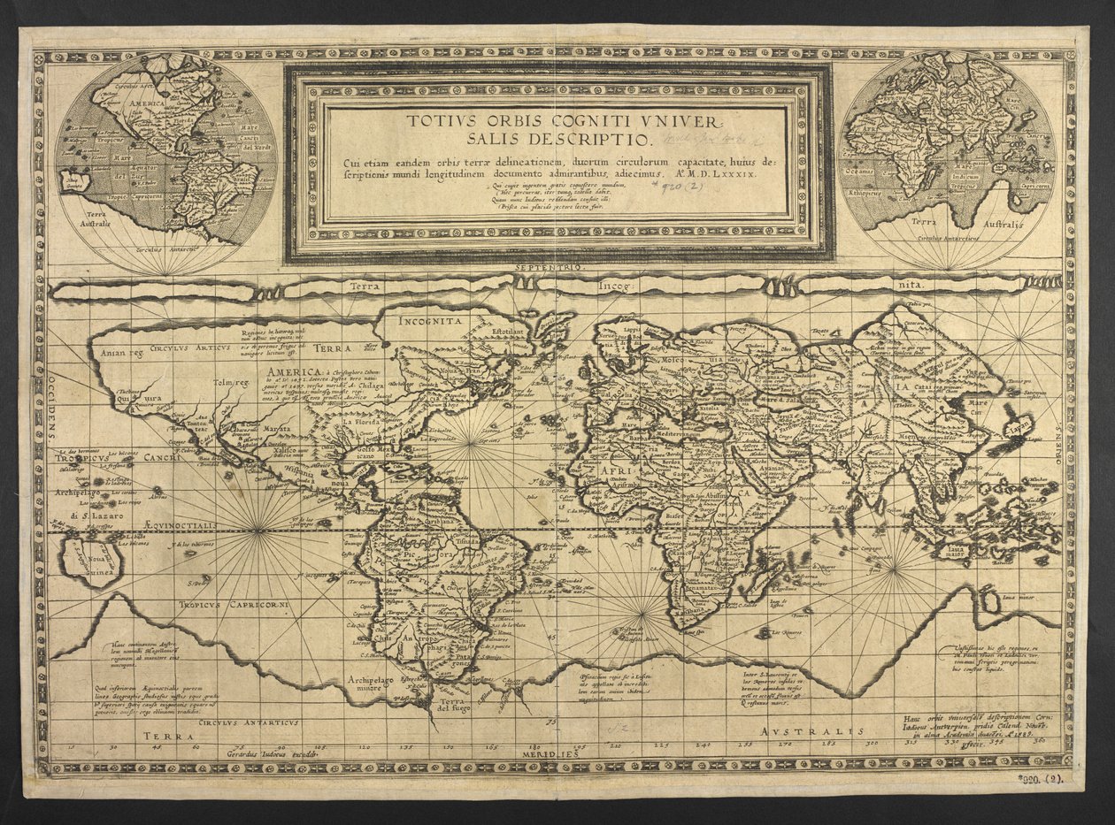 Carte du monde, Totius Orbis cognier universalis descriptio - Cornelis de Jode