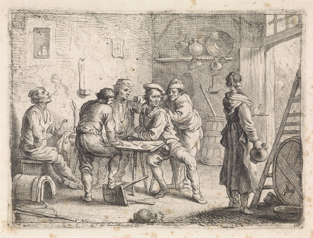 Une femme quitte une auberge - Cornelis de Wael