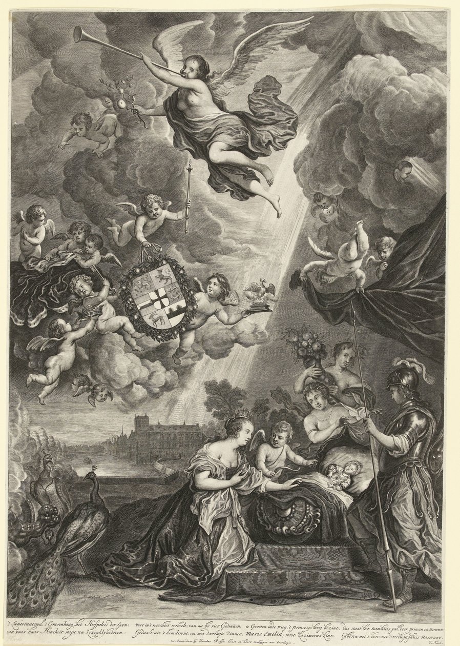 Allégorie de la naissance de la princesse Maria Amalia, fille de Hendrik Casimir, 1689 - Cornelis van Dalen (II)