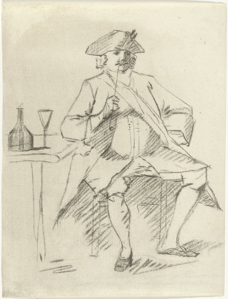Homme avec une pipe assis à une table - Cornelis van Noorde