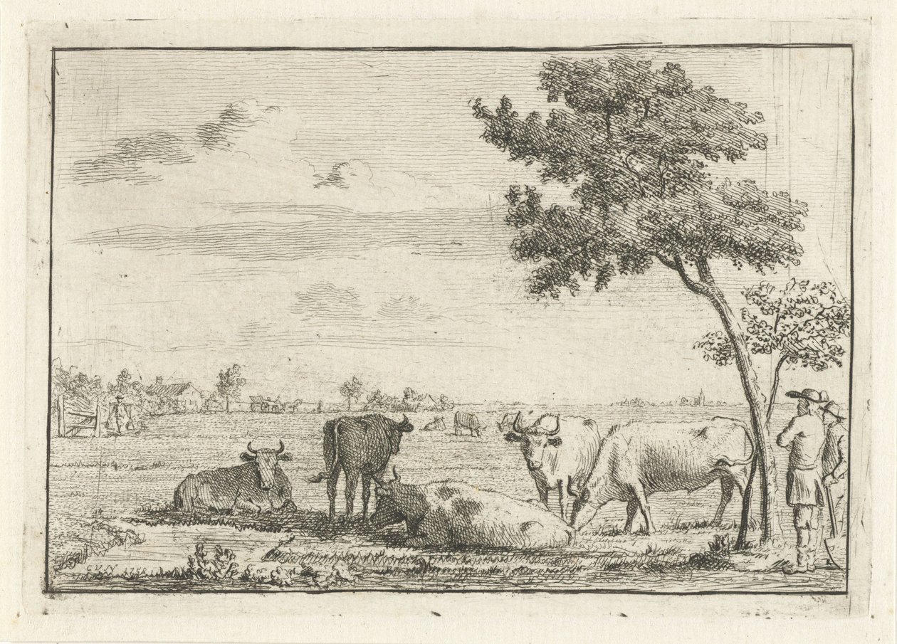 Cinq vaches dans un pré - Cornelis van Noorde
