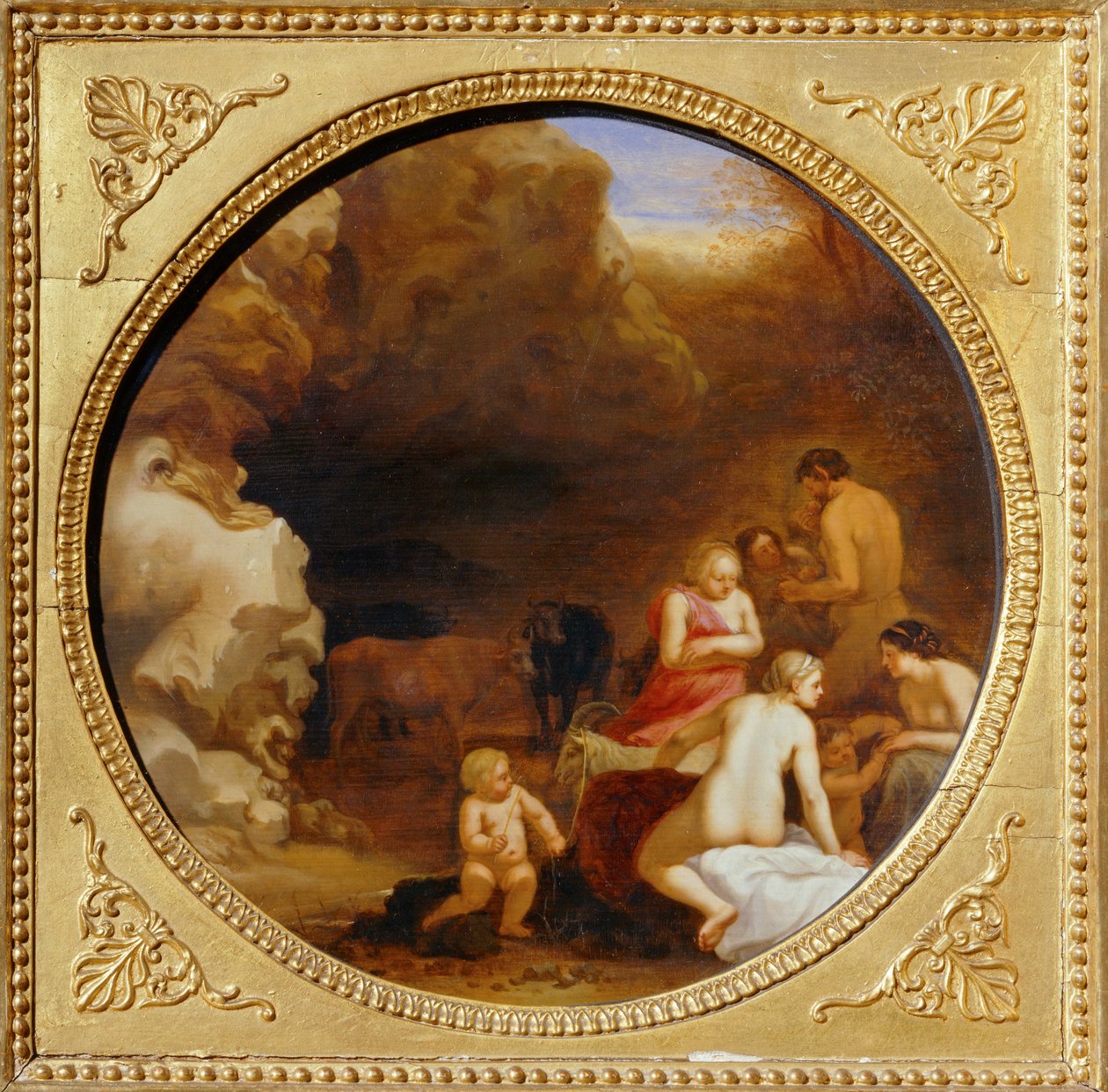 Nymphe et satyr a l