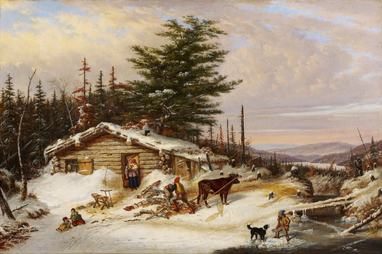 Maison en rondins des colons - Cornelius Krieghoff
