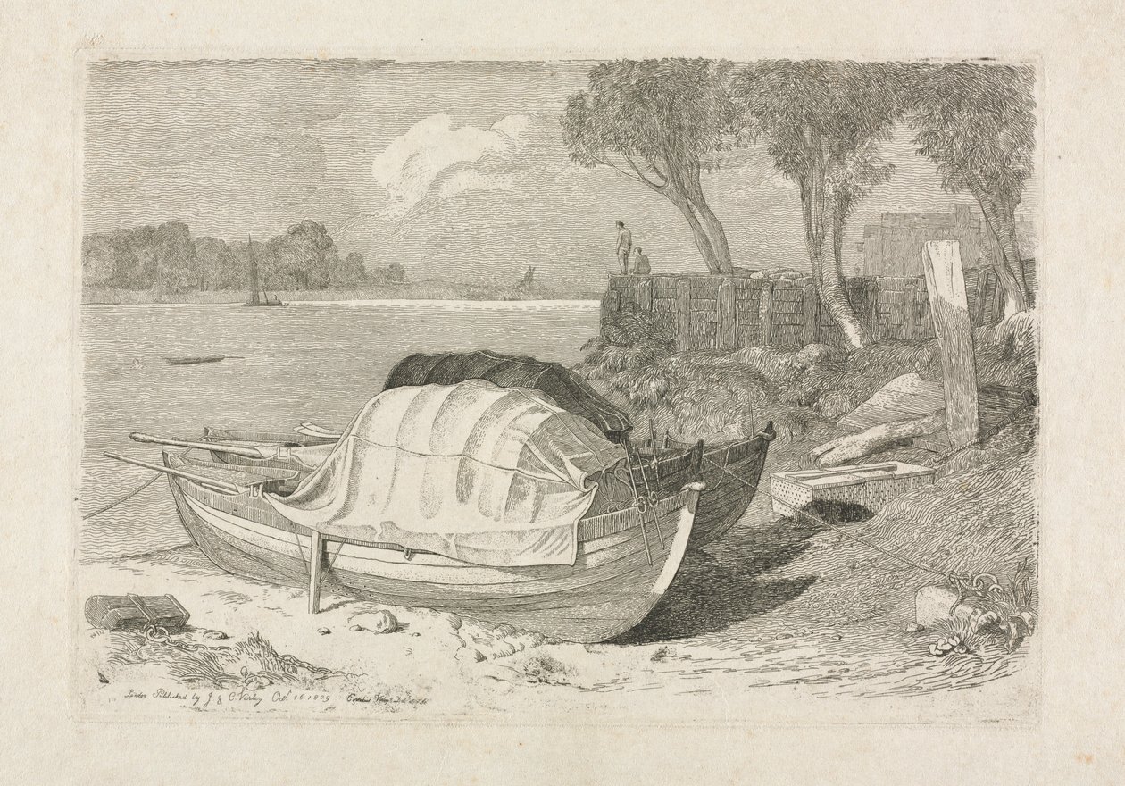Deux bateaux de pêche échoués, 1809 - Cornelius Varley