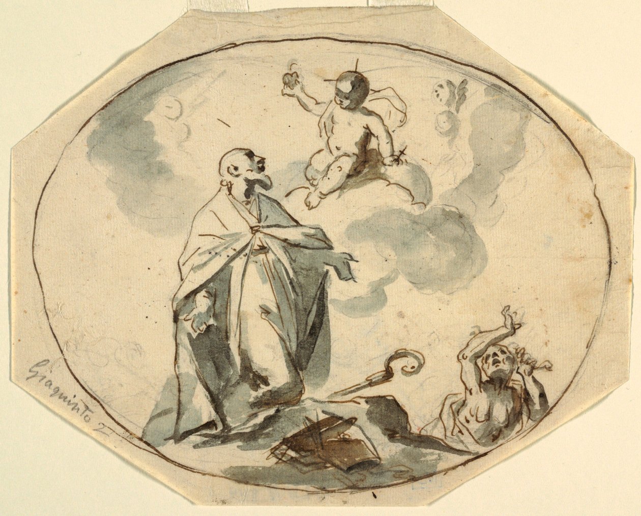 Évêque saint adorant l