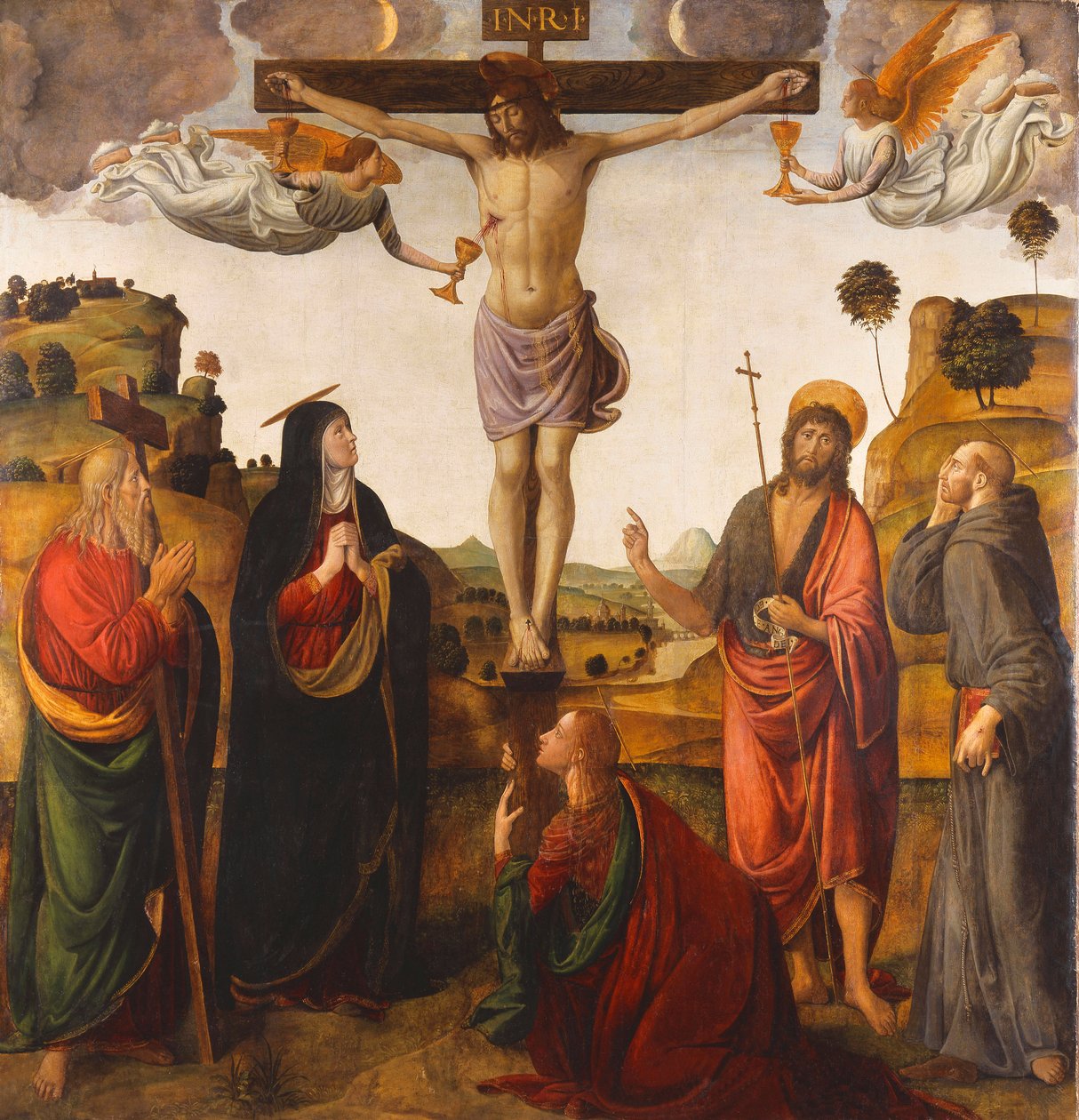 La Crucifixion avec la Vierge, les saints Jean-Baptiste, Marie-Madeleine, André et François, 1503 - Cosimo Rosselli