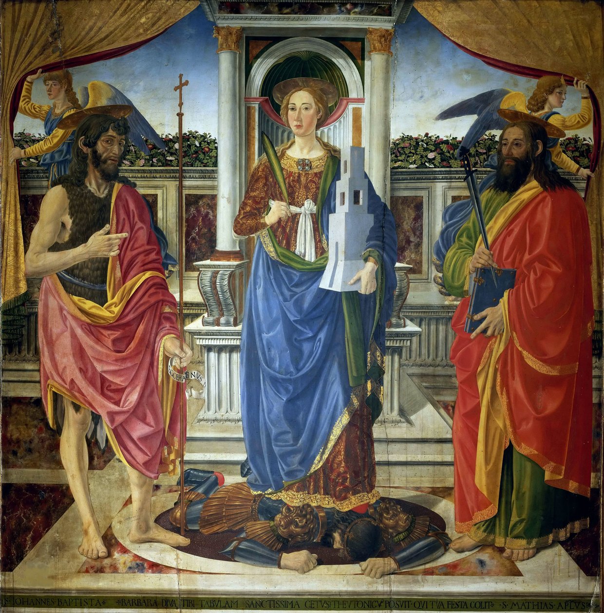 Sainte Barbe avec les saints Jean-Baptiste et Matthieu, vers 1470 - Cosimo di Lorenzo Rosselli