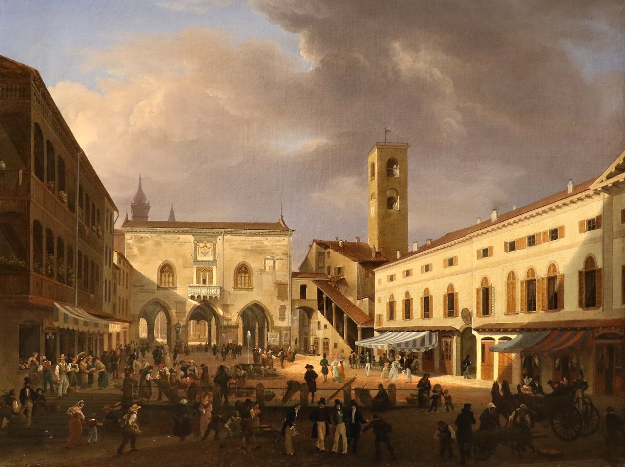 Vue de la Piazza Grande à Bergame - Costantino Rosa