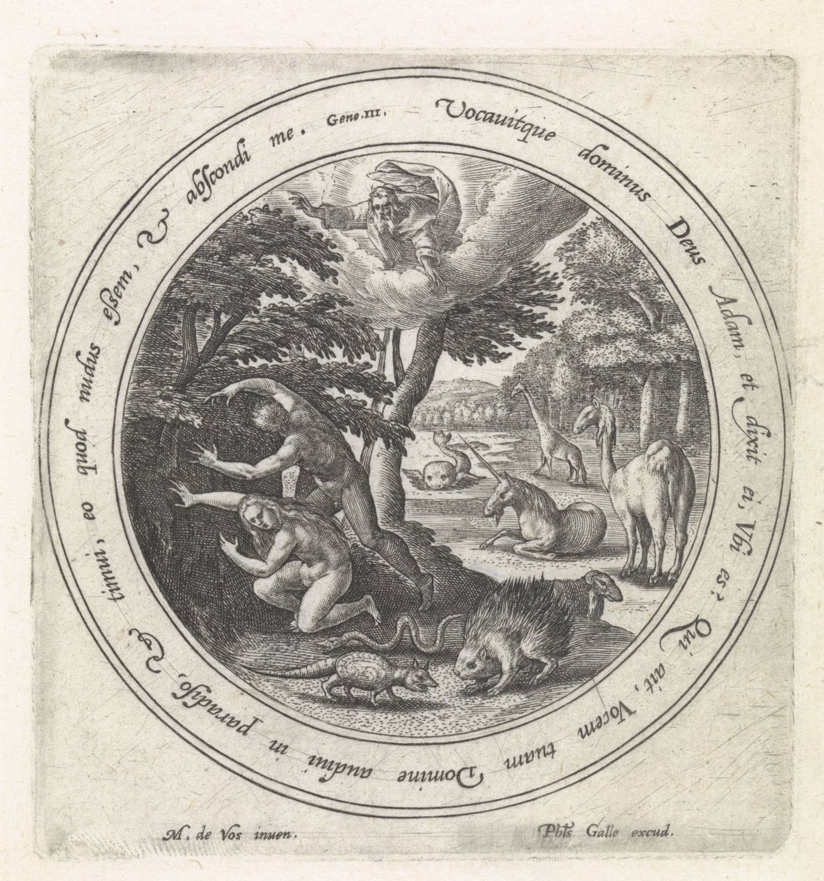 Adam et Ève se cachant de Dieu - Crispijn van de Passe (I)