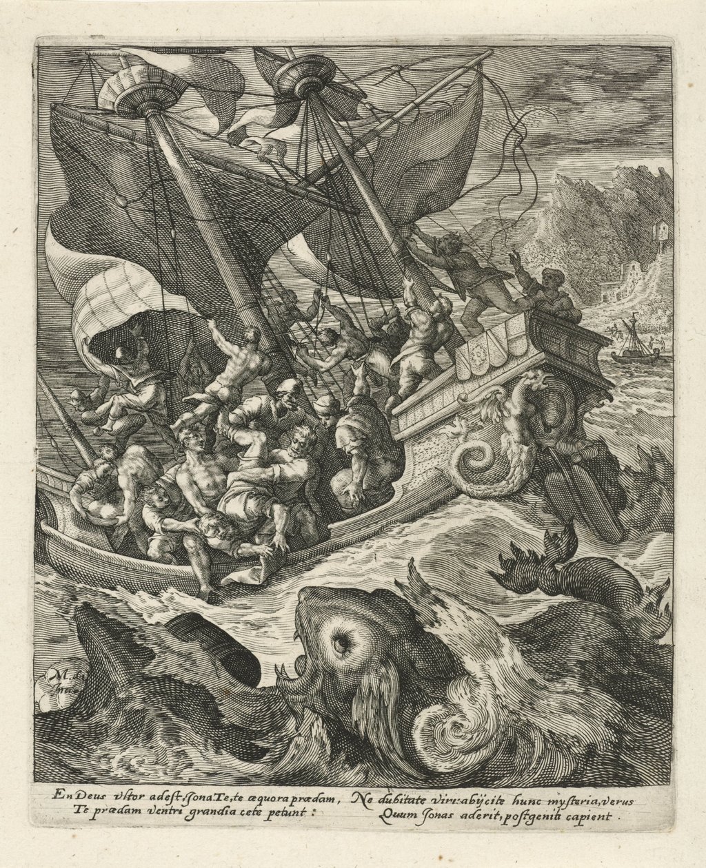 Jonas jeté par-dessus bord par les marins - Crispijn van de Passe (I)