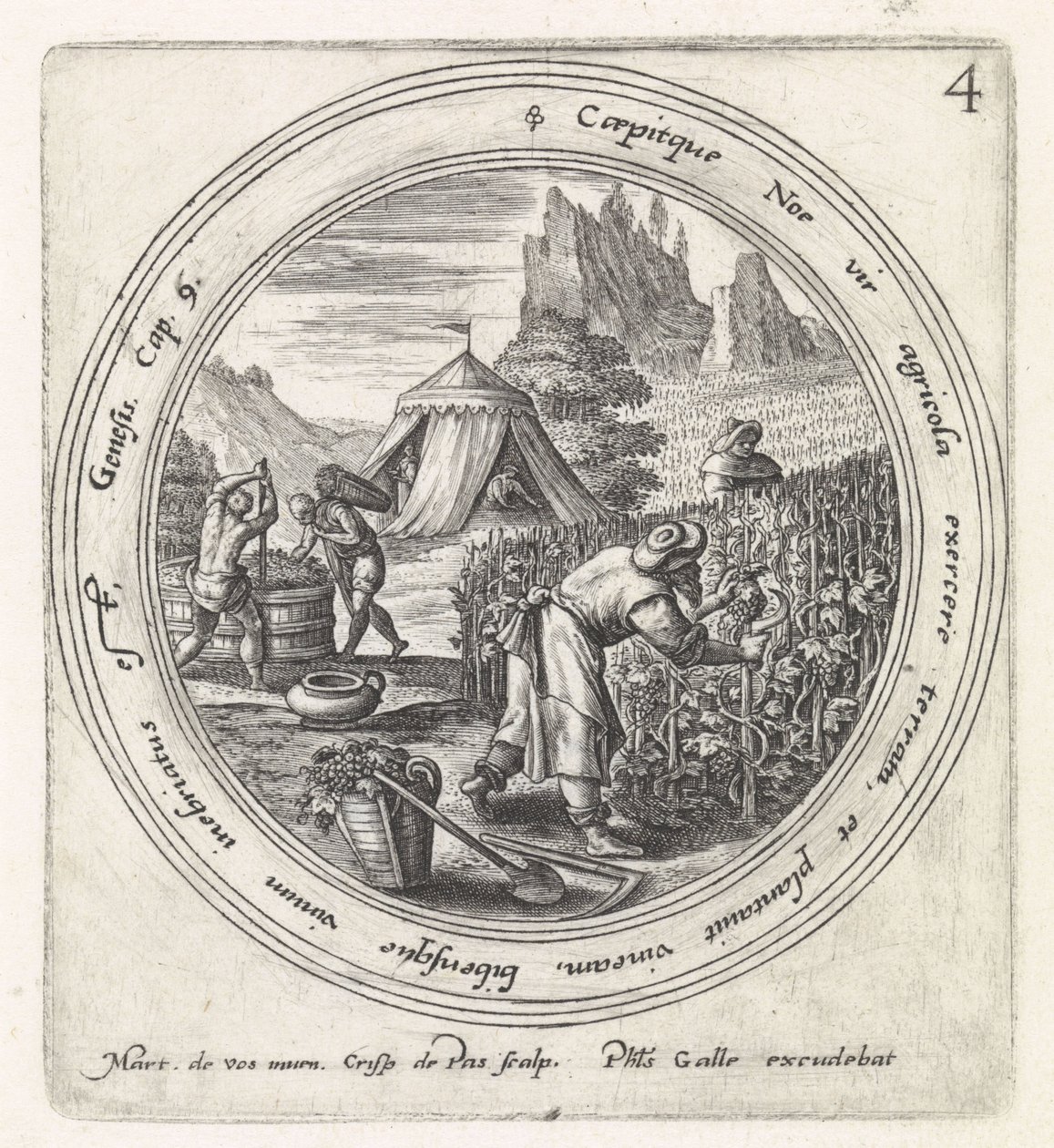 Noé plante une vigne (Histoire de Noé) - Crispijn van de Passe (I)