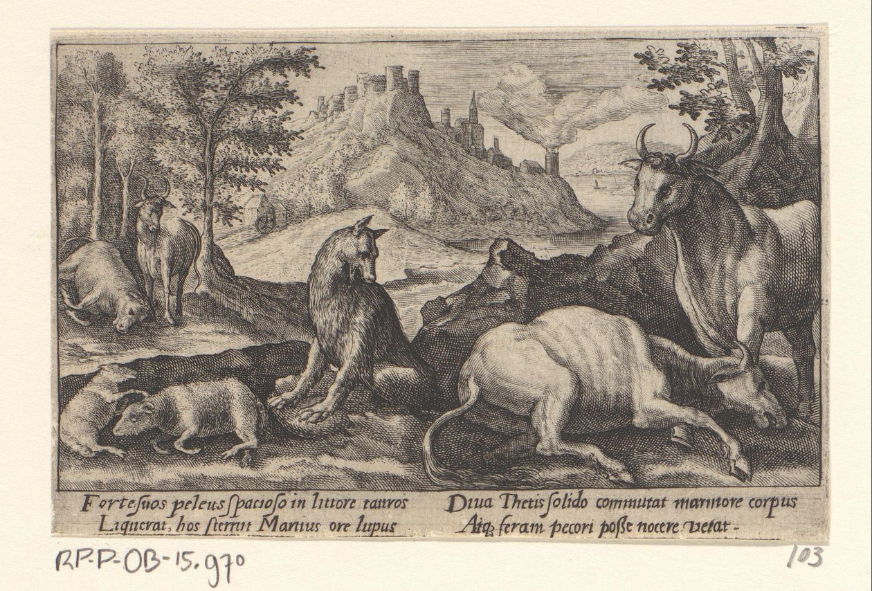 Psamathe transforme le loup en marbre - Crispijn van de Passe (I)