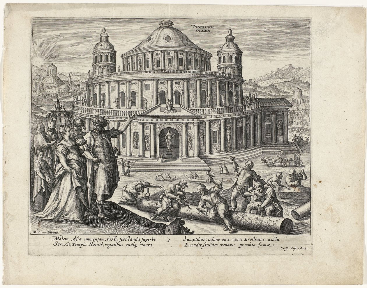 Temple de Diane à Éphèse (Les sept merveilles du monde) - Crispijn van de Passe (II) (attributed to)