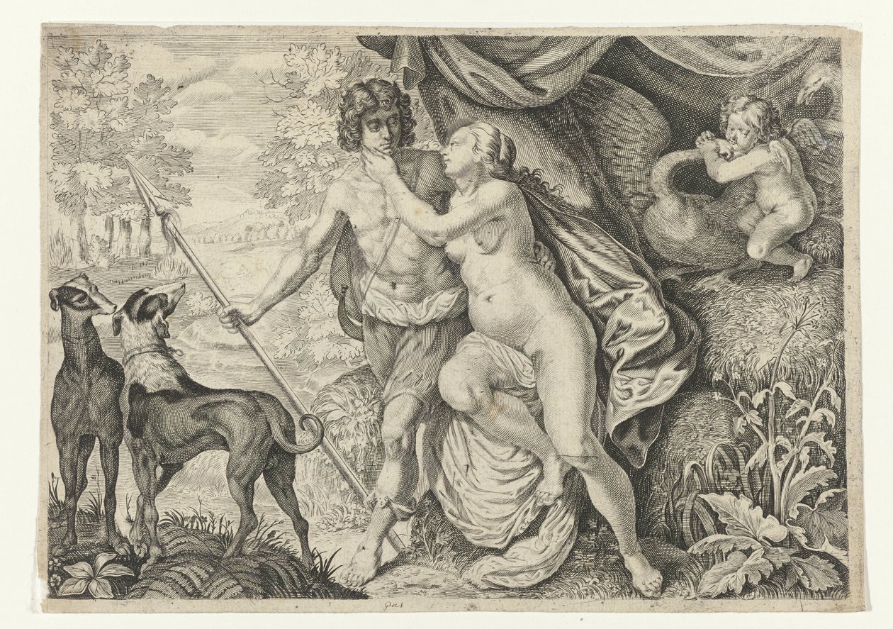 Vénus et Adonis - Crispijn van de Passe (II) (attributed to)