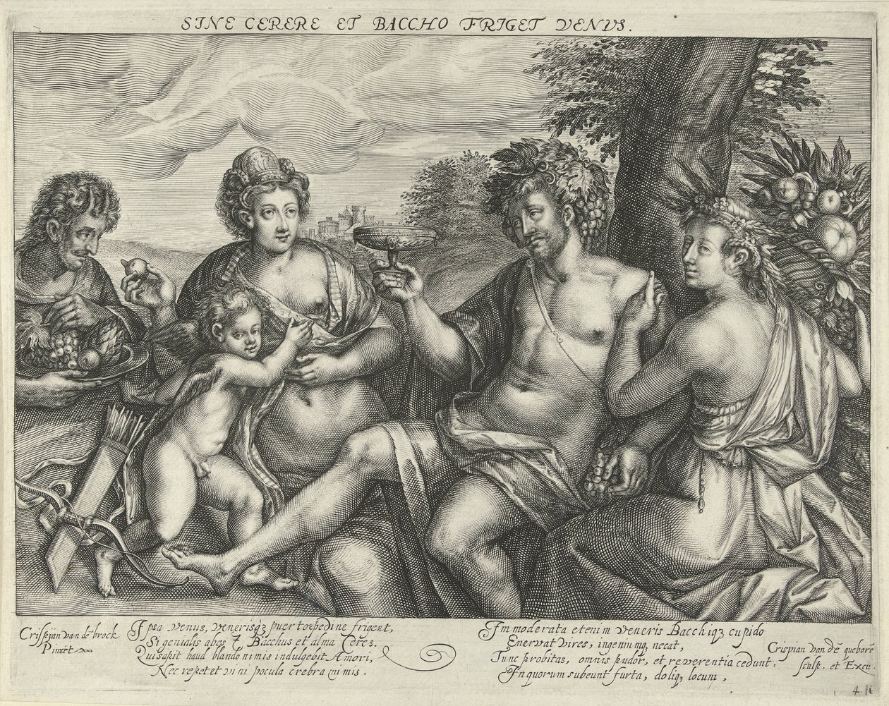 Bacchus, Vénus et Cérès dans un paysage - Crispijn van den Queborn