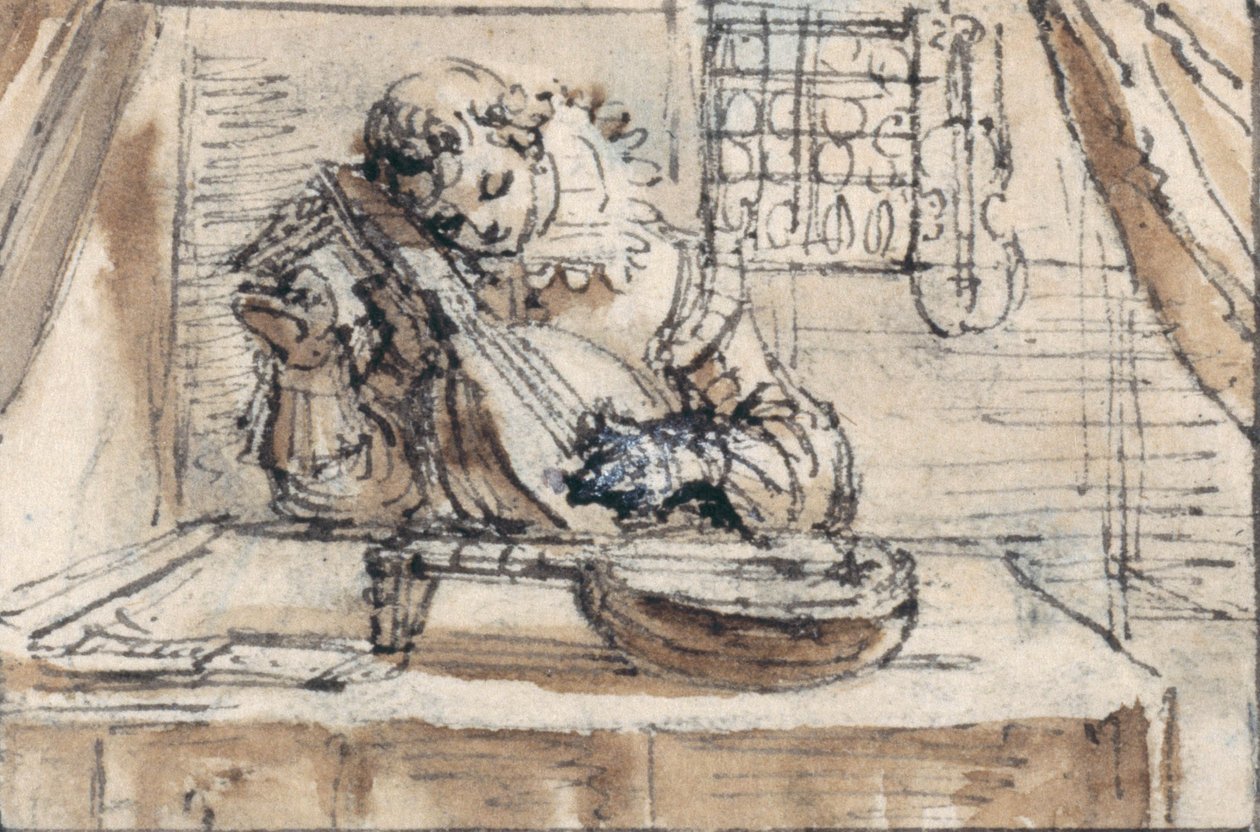 Jeune homme accordant son instrument - Crispin I de Passe