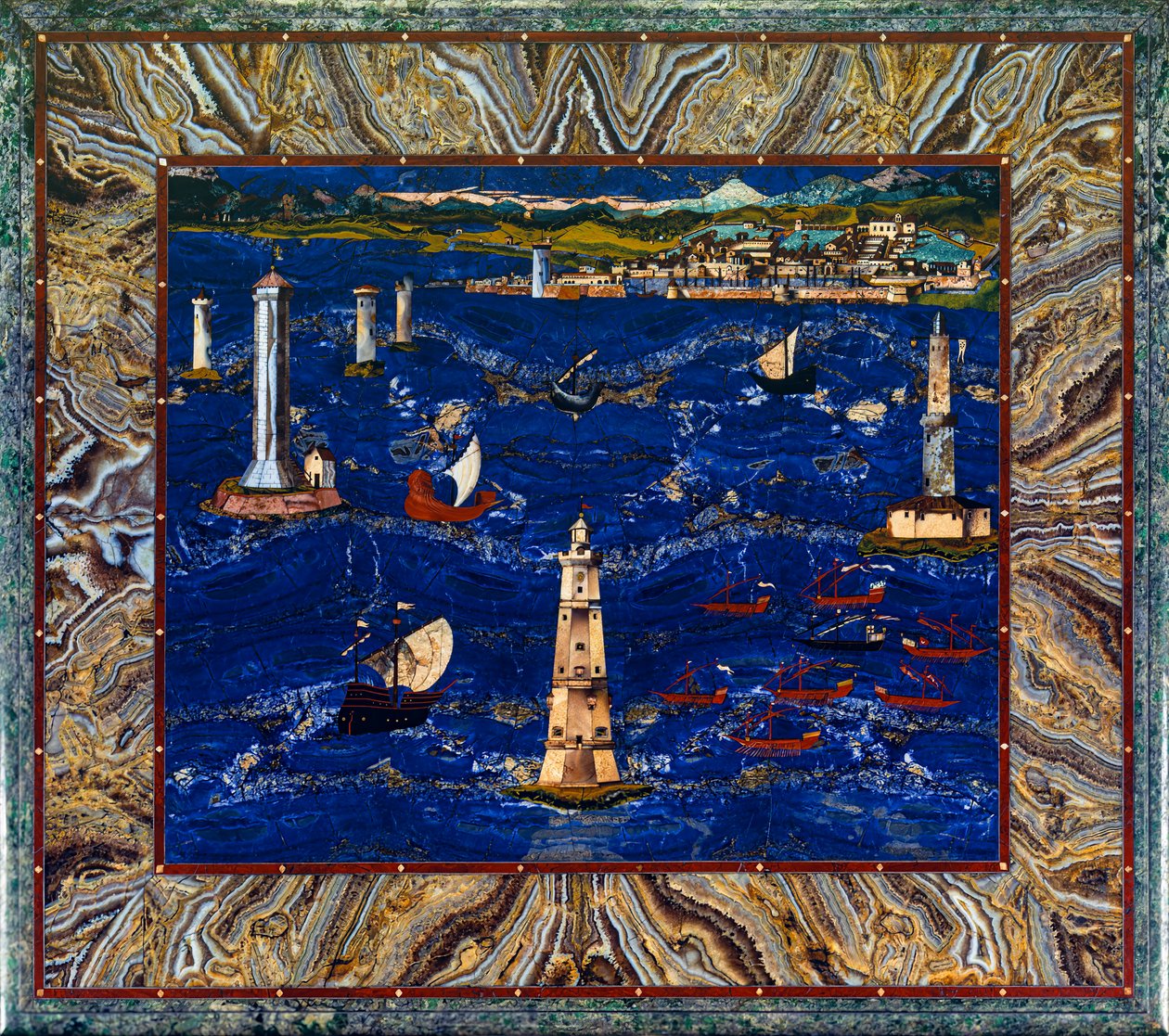 Table avec représentation du port de Livourne, c.1601-04 - Cristofano & Ligozzi Jacopo (1547 1626) Gaffurri