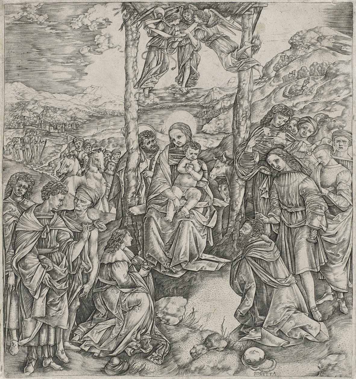 Adoration des Mages (gravure) - Cristofano Robetta
