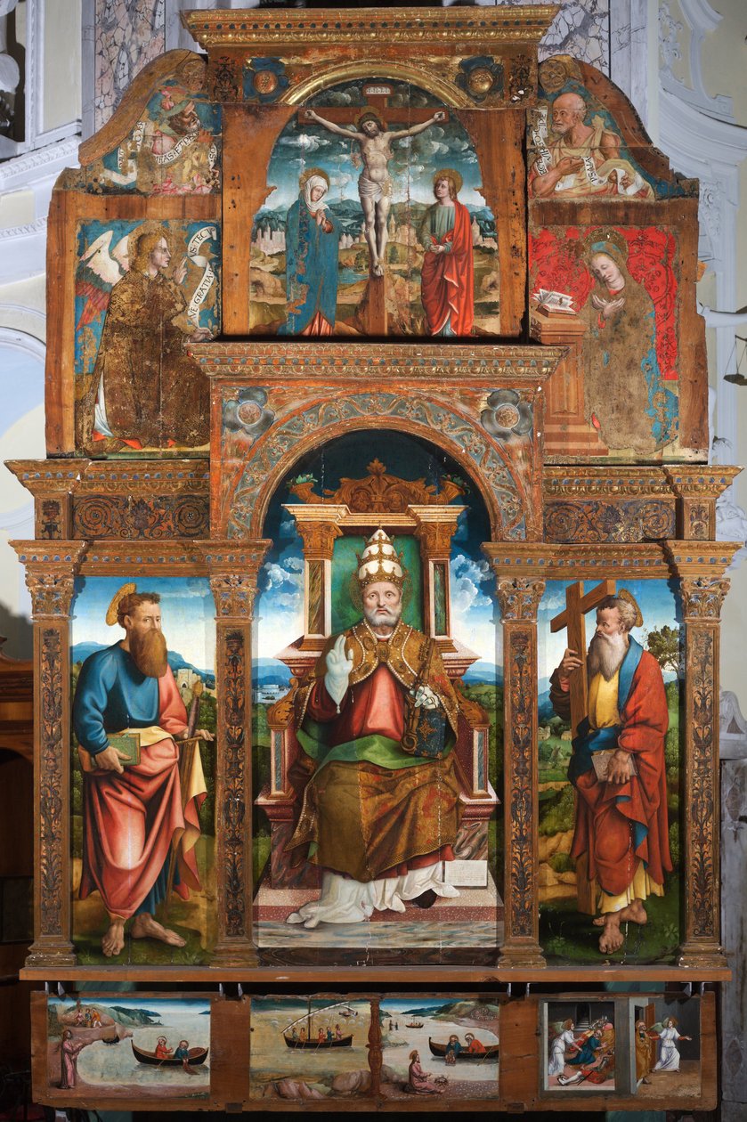 Polyptyque de Saint Pierre sur le trône - Cristoforo (fl.1525-1578) (attr.to) Pancalino