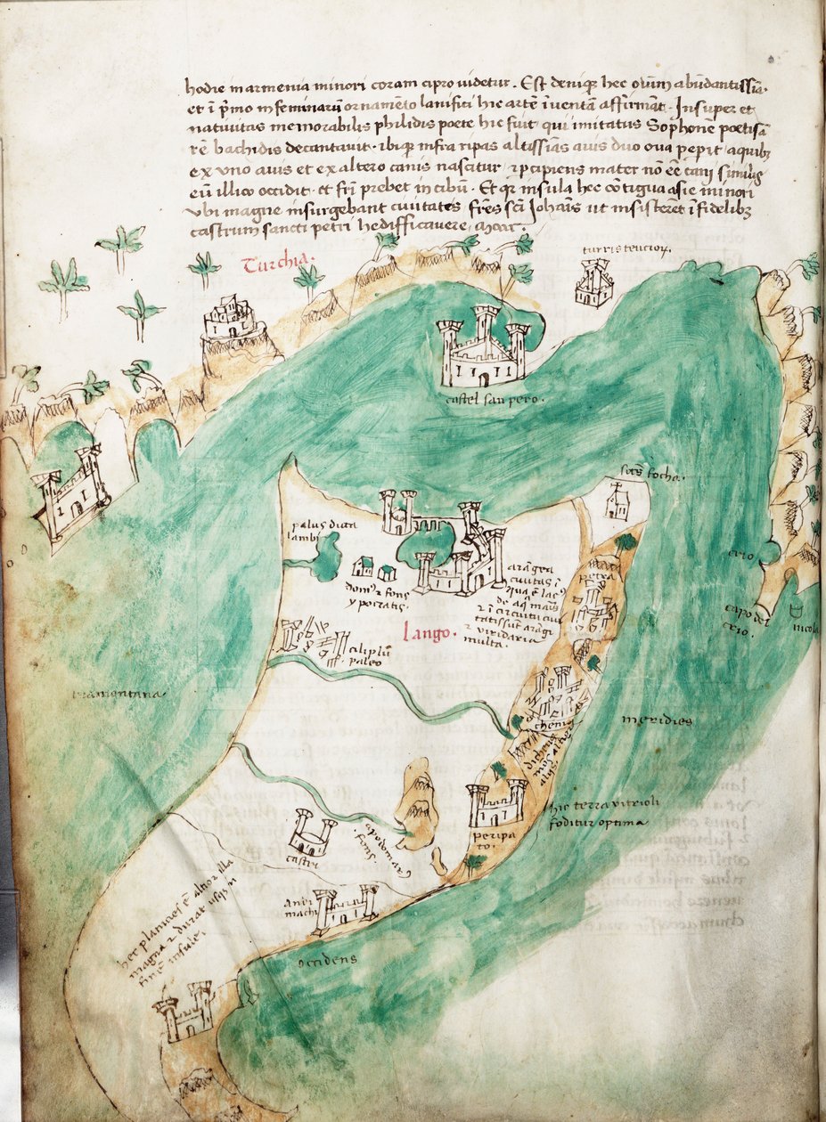 Carte de Kos et Bodrum, vers 1420 - Cristoforo Buondelmonti