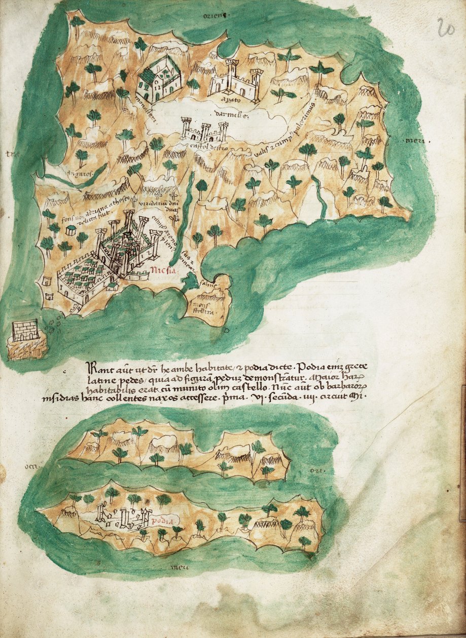 Carte en vélin de Naxos - Cristoforo Buondelmonti