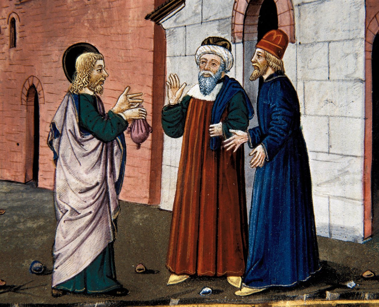 Judas va voir le prêtre et confesse sa trahison du Christ, du Leggendario Sforza-Savoia - Cristoforo De Predis