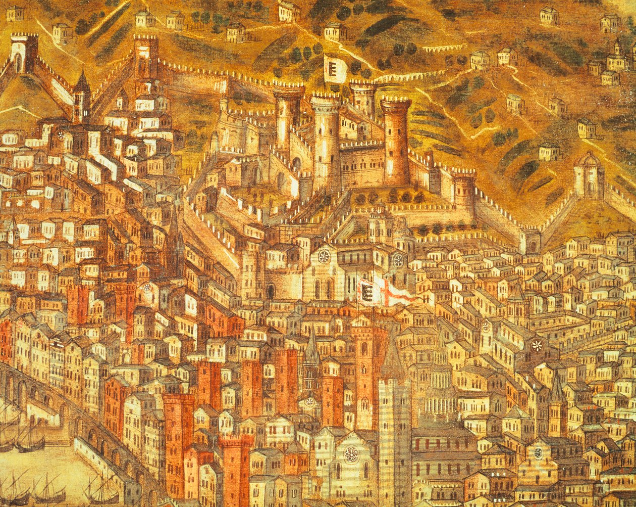 Vue de Gênes et de son château (détail) 1597 - Cristoforo de Grassi