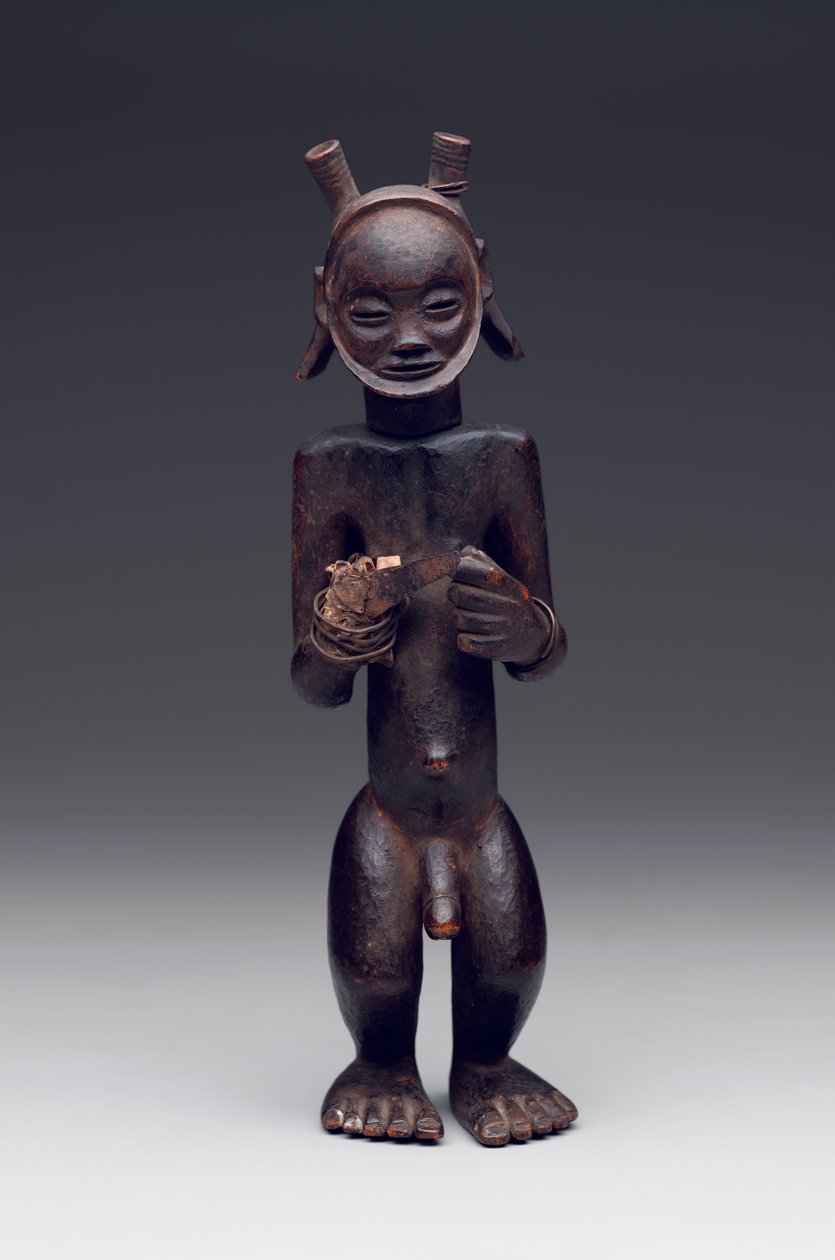 Récipient rituel en forme de figure masculine debout - Culture Chokwe