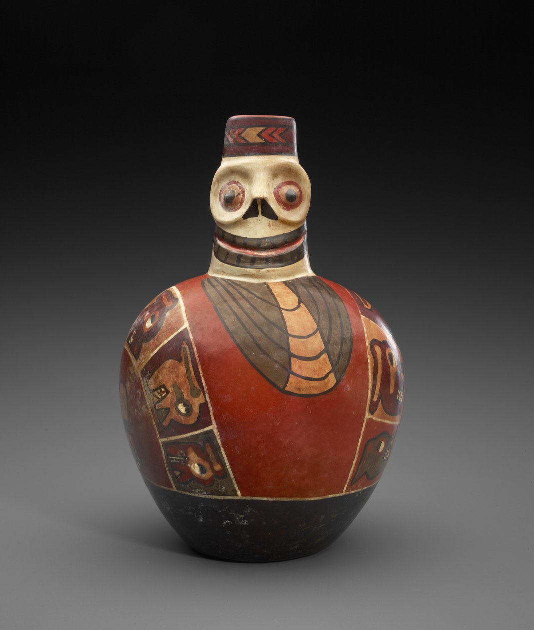 Bouteille figurative avec masque mortuaire - Culture Wari