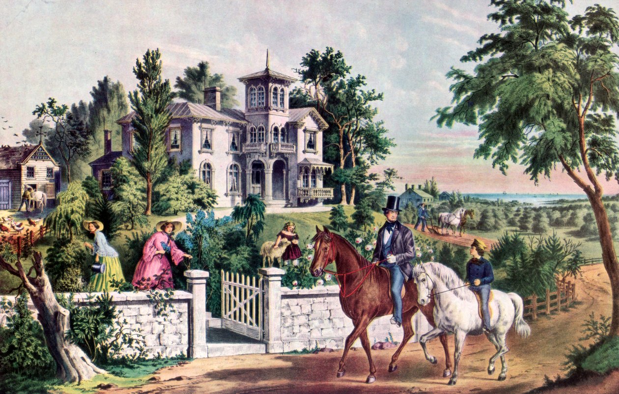 La vie à la campagne américaine, matin de mai - Currier and Ives
