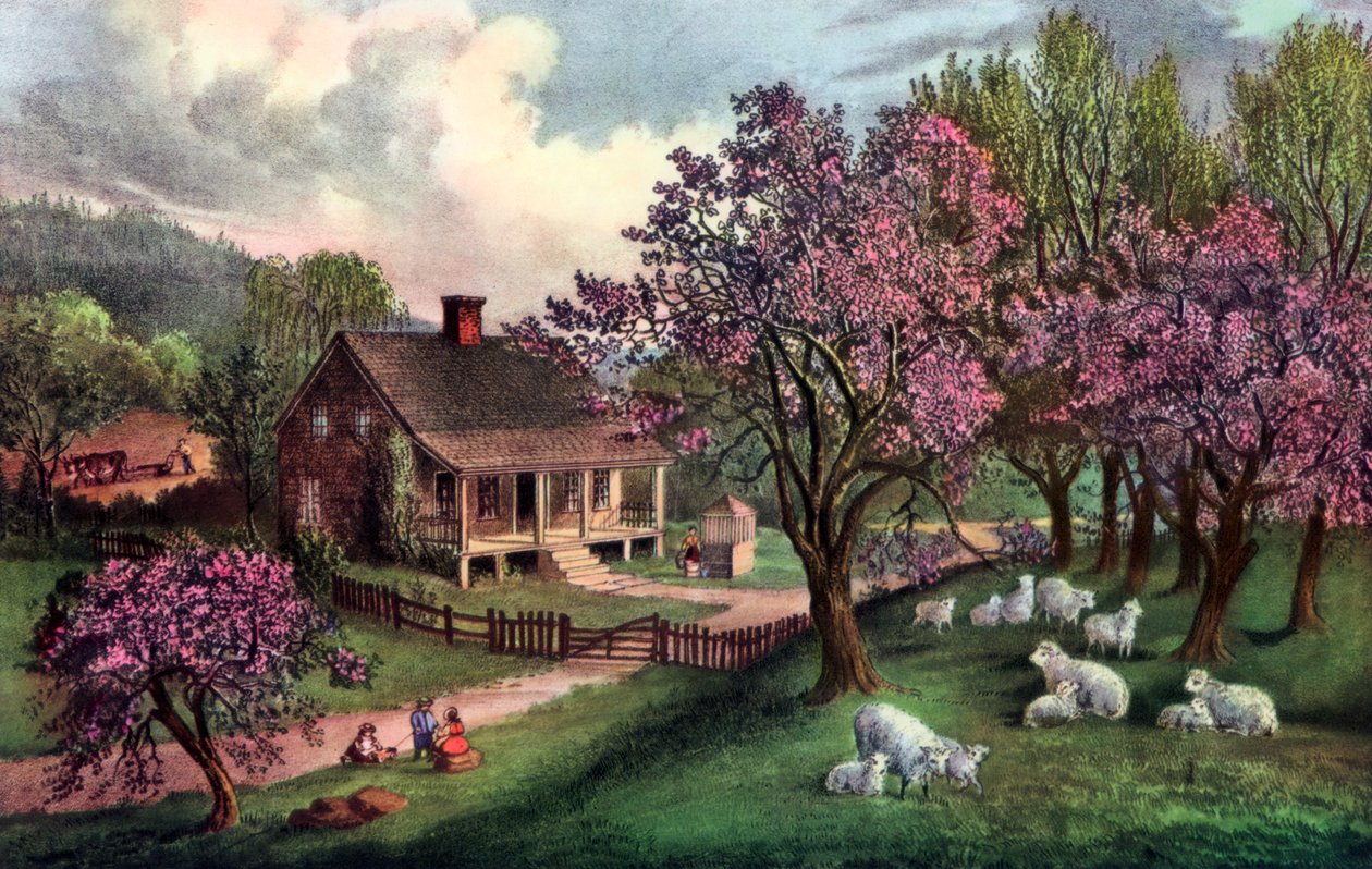 Ferme américaine au printemps, 1869 - Currier and Ives
