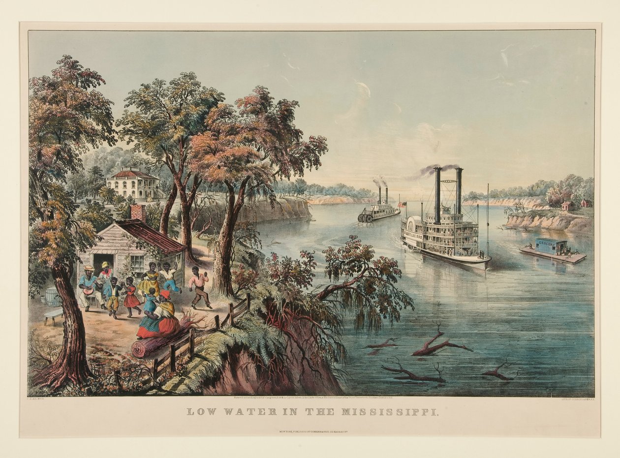 Basse eau dans le Mississippi - Currier and Ives