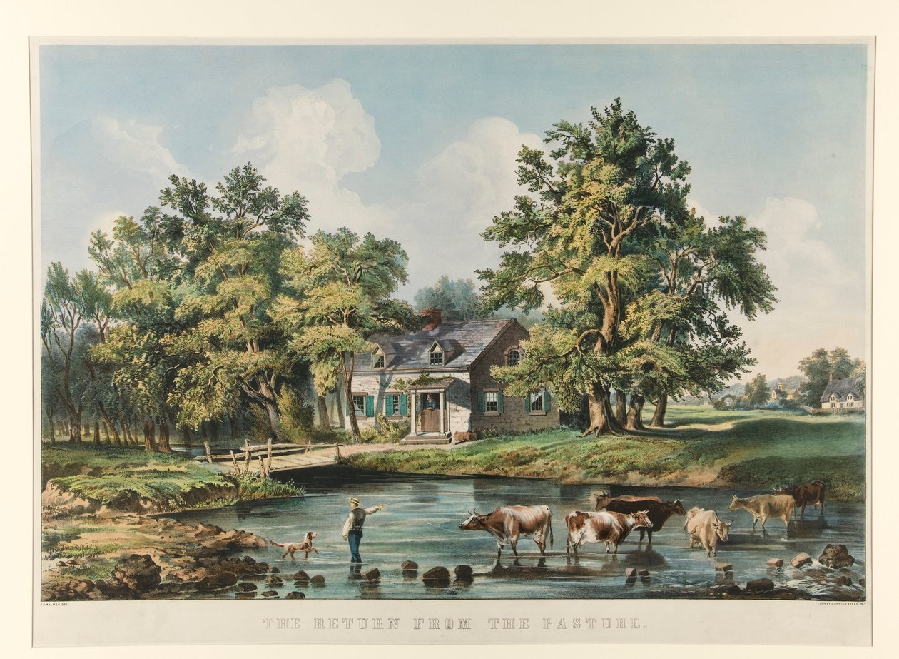 Le retour du pâturage - Currier and Ives