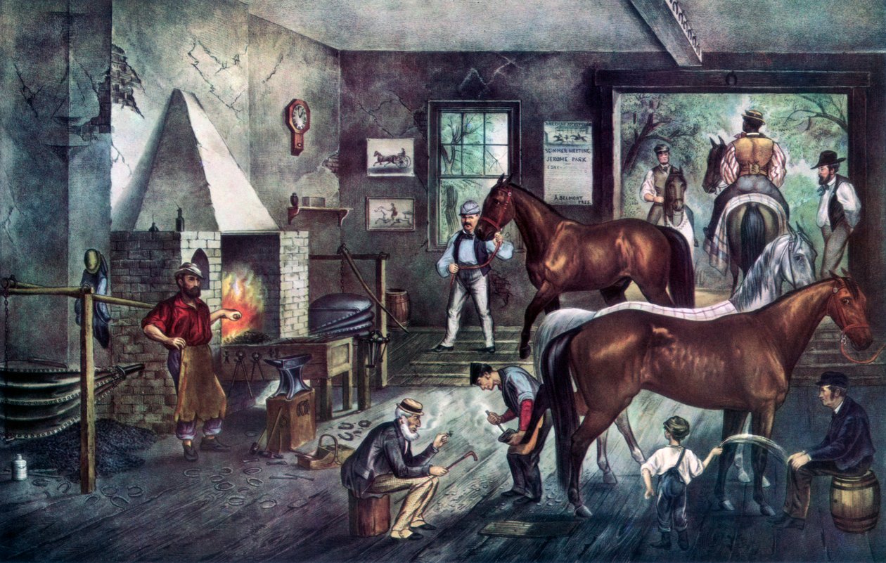 Trotting Cracks à la forge, 1869 - Currier and Ives
