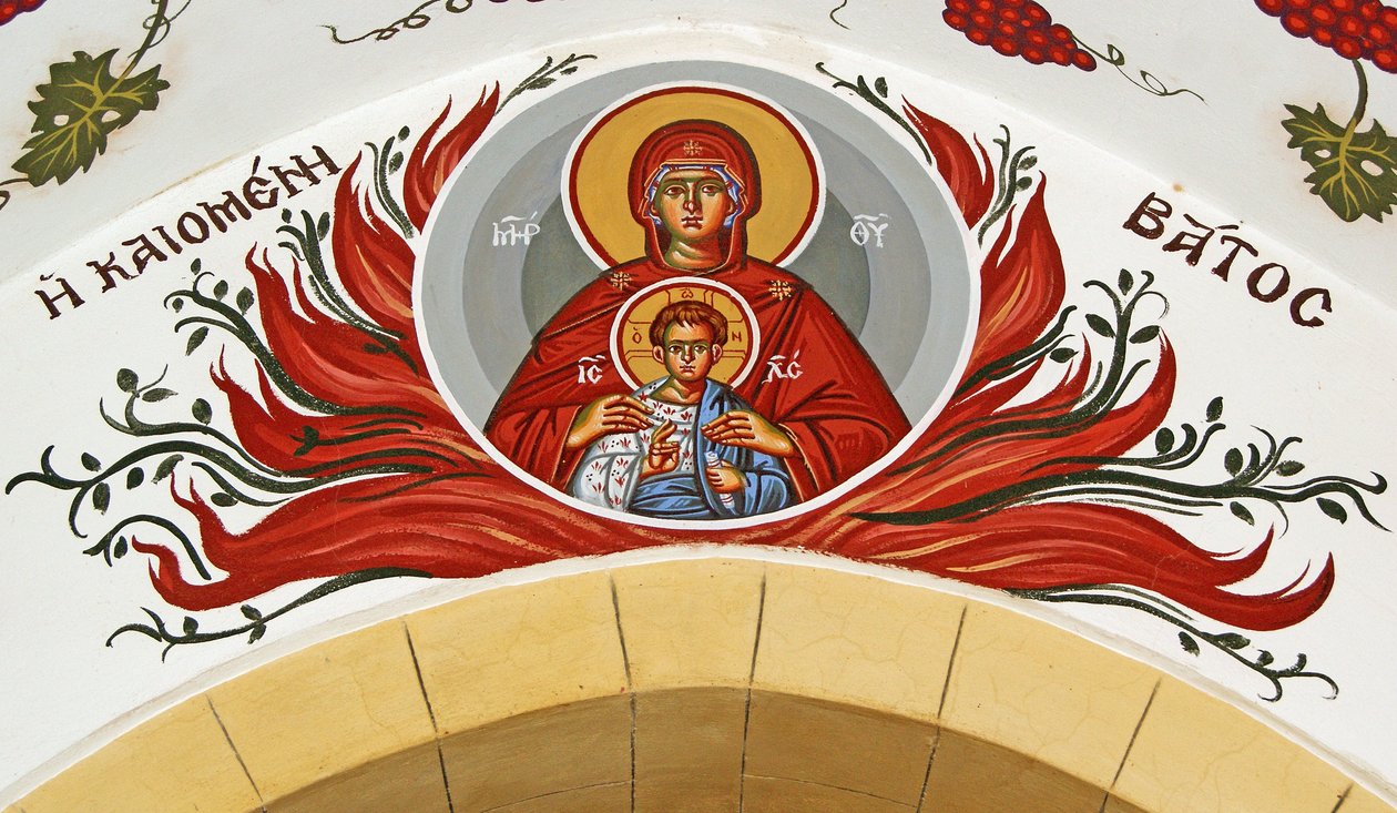 Madone et enfant entourés de flammes, Chypre - Cypriot