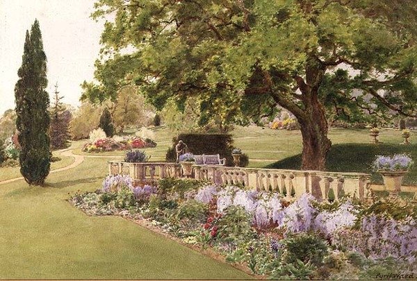 Jardins formels vus de la bordure herbacée - Cyril Ward