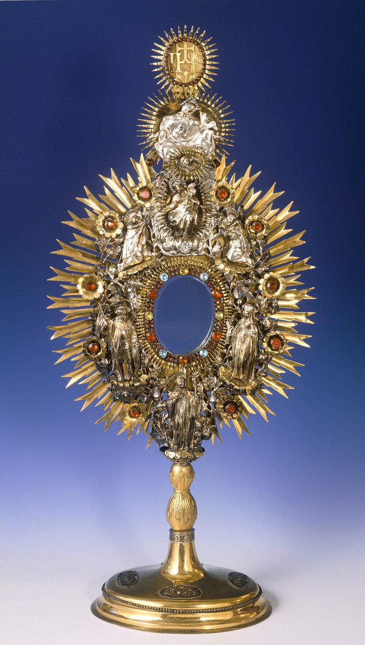 Monstrance baroque (argent avec pierres incrustées et dorure) - Czech School