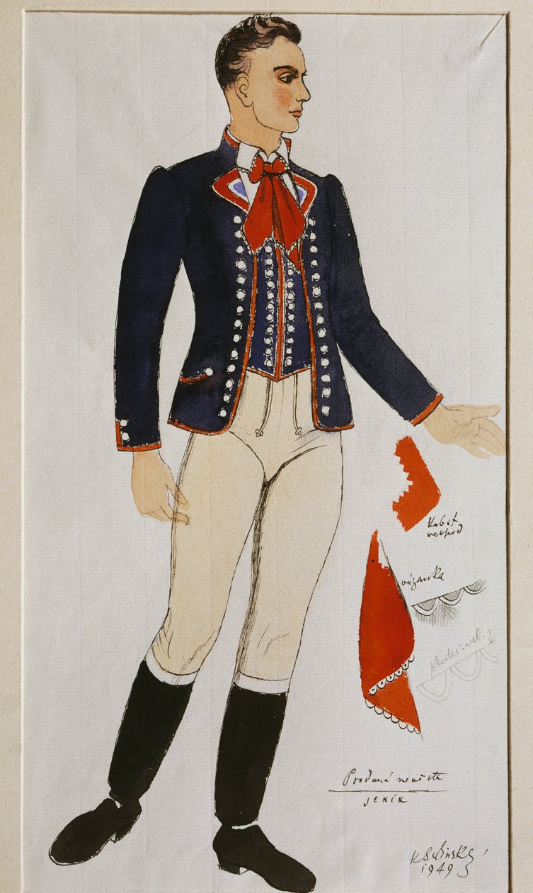 Costume pour La fiancée échangée de Bedrich Smetana, esquisse - Czech School
