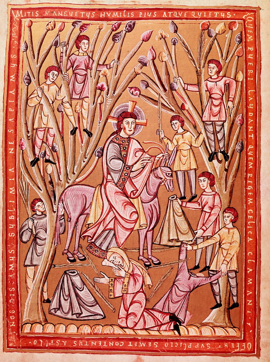 Entrée triomphale de Jésus à Jérusalem (miniature, ca. 1085) - Czech School