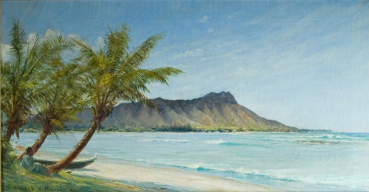 Plage de Waikiki au soleil - D. Howard Hitchcock
