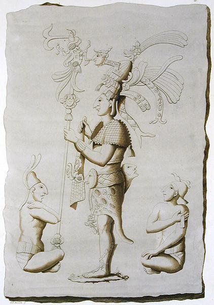 Un roi, sculpture du Palais, Palenque, Chiapas, Mexique - D.K. (after) Bonatti