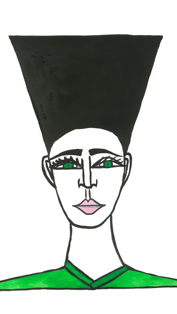 Afro Hair, 2024 (plume et peinture sur papier) - Daisy de Villeneuve