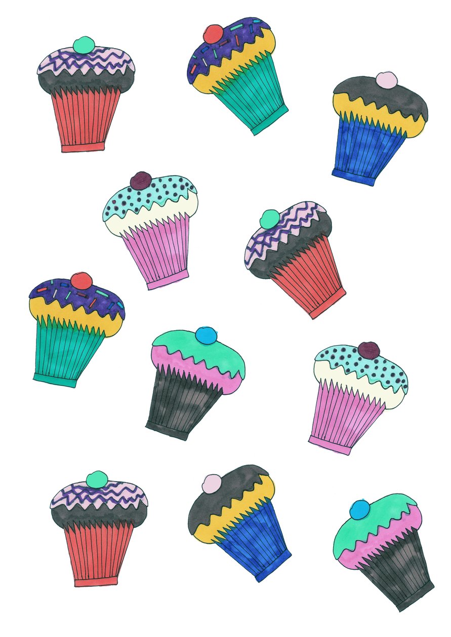 Cupcakes, 2017 (feutre sur papier) - Daisy de Villeneuve