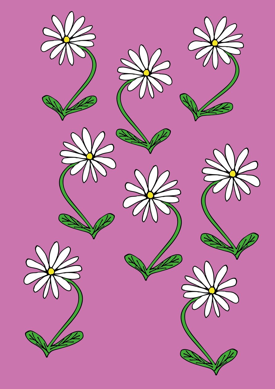 Fond rose répétitif de marguerites (numérique) - Daisy de Villeneuve