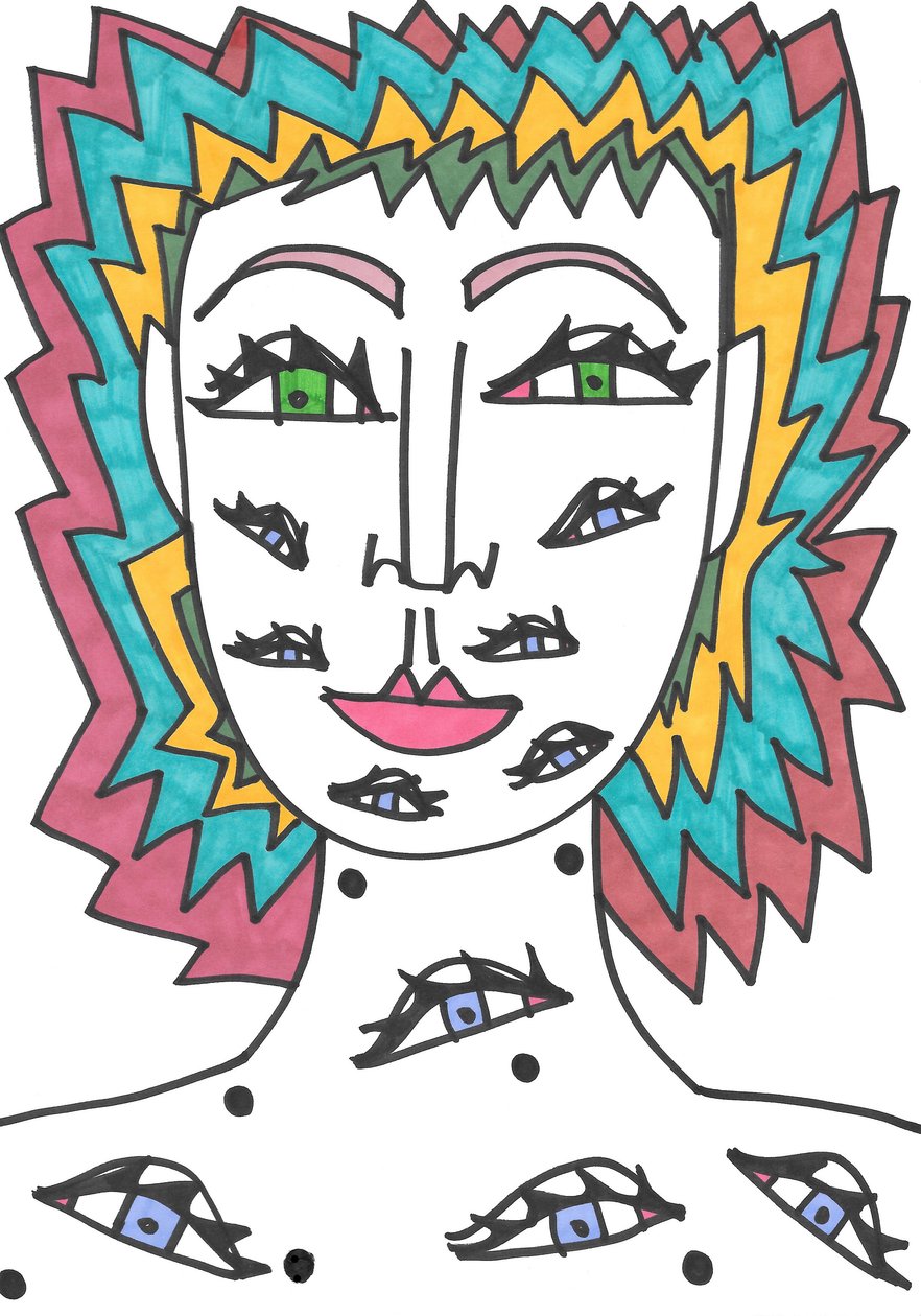 Yeux (feutre sur papier) - Daisy de Villeneuve