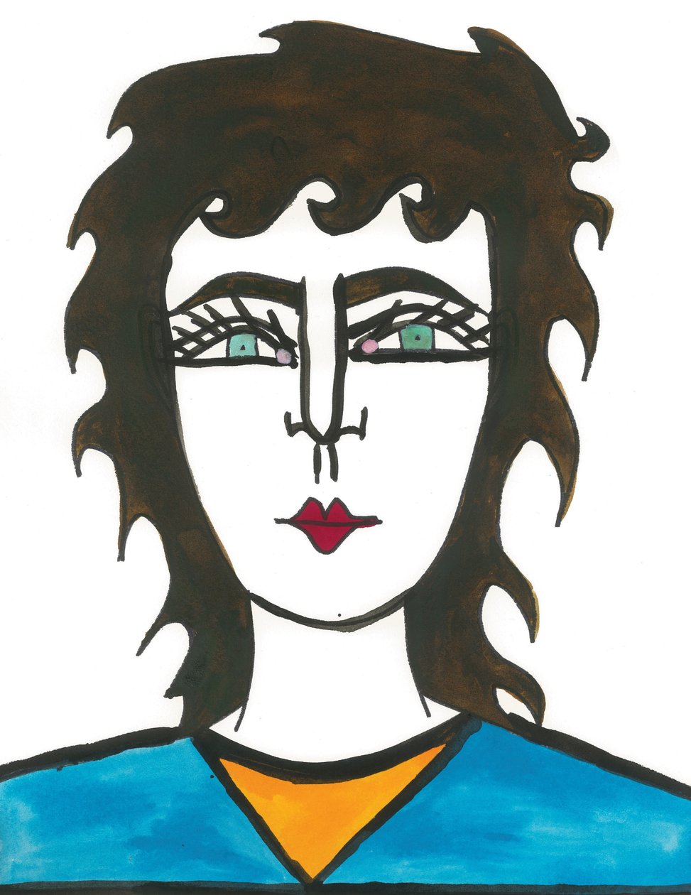 Mullet Hair, 2024 (plume et peinture sur papier) - Daisy de Villeneuve